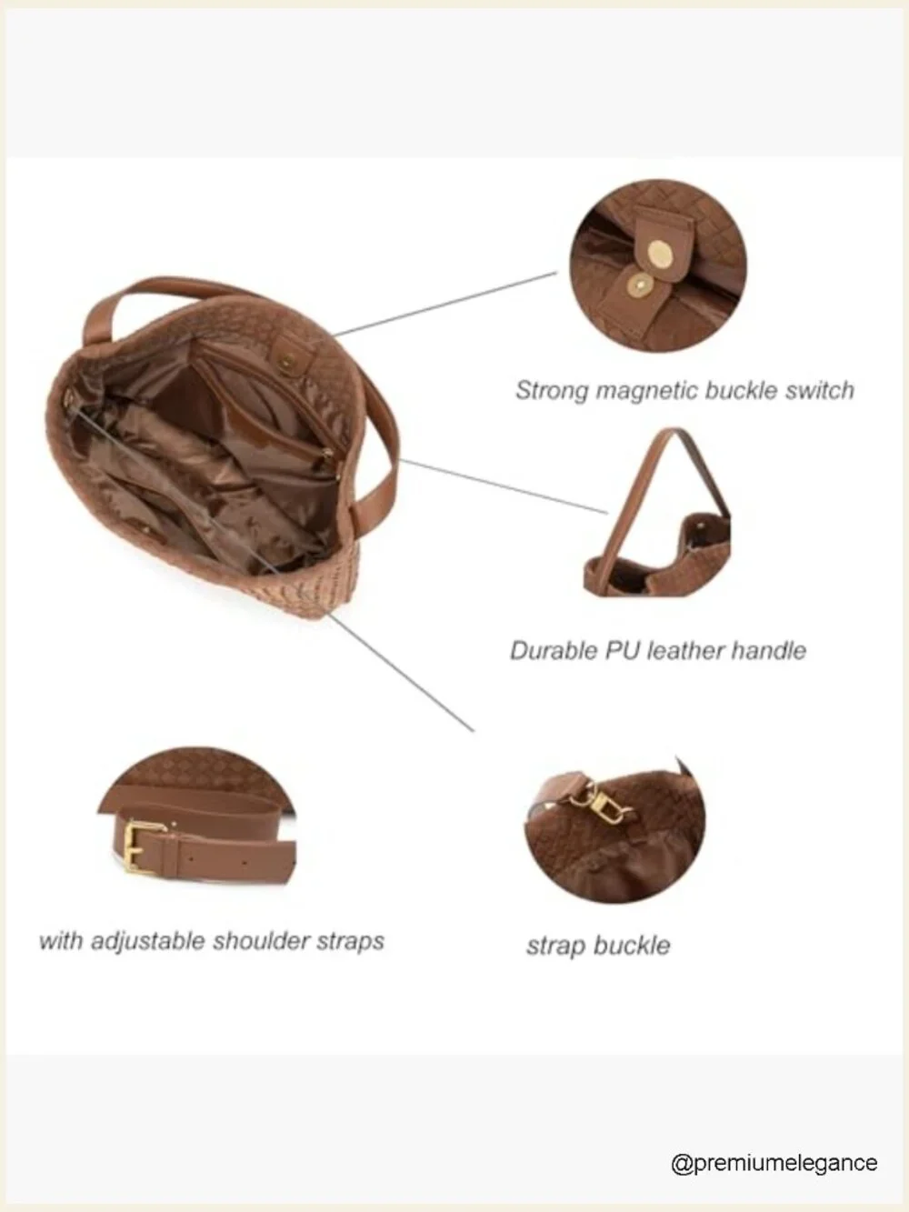 Woven Faux Suede Hobo Bag Shoulder Handbag Crossbody Work Travel Purse
